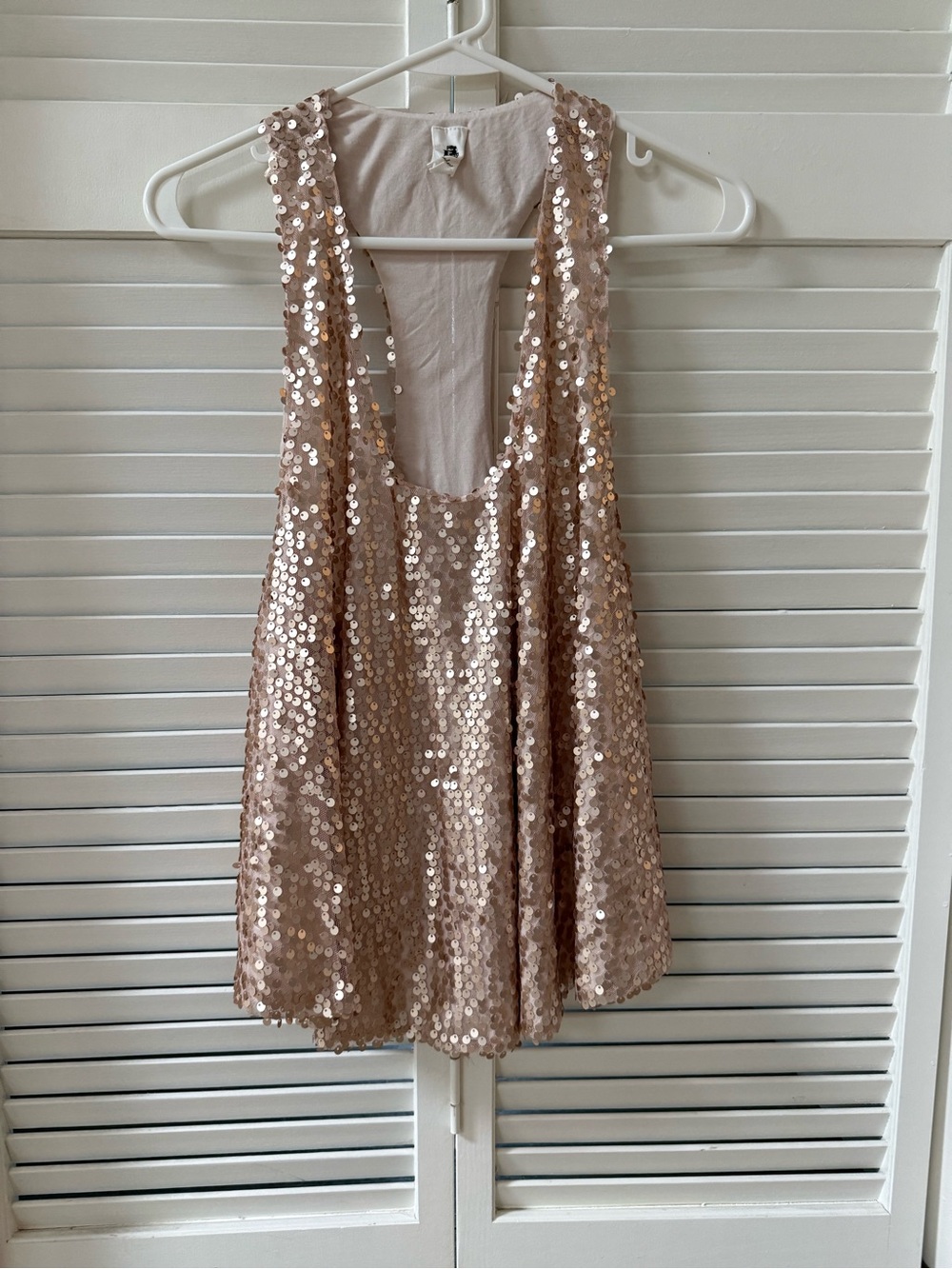 Sequin Racerback Tank Top - Champagne - Picture 4 of 5
